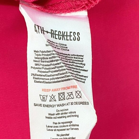 4TH + RECKLESS FUCHSIA PINK SLEEVELESS SIDE SLIT SATIN EVENING DRESS - S - Picture 11 of 11